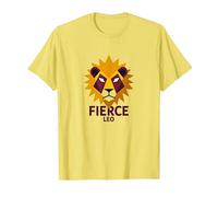 Fierce Leo: Arte Zodiacale del Leone Geometrico per i Fan dell'astrologia Maglietta, Uomo, Limone, L