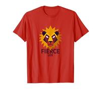 Fierce Leo: Arte Zodiacale del Leone Geometrico per i Fan dell'astrologia Maglietta, Uomo, Rosso, L
