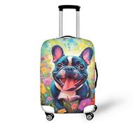 Fierce Lion Graffiti Travel Luggage Cover Lion pittura acquerello valigia protettiva lavabile con cerniera adatta per 45-81 cm, Bulldog francese., L(25-28 IN)
