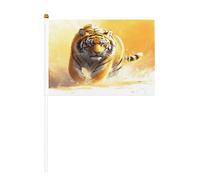 Fierce Northeast Tiger Mini bandiere resistenti, 14 x 20 cm, piccole bandiere su bastoni per esterni, cortile e giardino, confezione da 6 e 10 pezzi