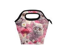 Fierce Selkirk Rex Cats - Piccola borsa termica per il pranzo con manico curvo (prop2), borsa termica per il pranzo, per lavoro e scuola
