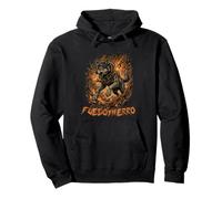 Fierce Wolf Breaking Chains Fire Iron Motivation Arte Grafica Felpa con Cappuccio