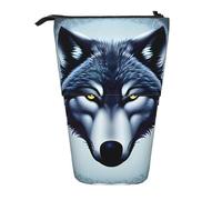 Fierce Wolf Head - Astuccio espandibile per matite e matite, in tessuto Oxford multi-design, altezza regolabile, borsa cosmetica multiuso