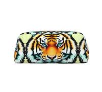 Fierce Wolf Head - Astuccio in pelle con cerniera, per cancelleria, cosmetici, adatto per uomini, donne, artisti, casa, ufficio, Piccola testa di tigre grassa, Taglia unica, Beauty case