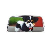 Fierce Wolf Head - Astuccio in pelle con cerniera, per cancelleria, cosmetici, adatto per uomini, donne, artisti, casa, ufficio, Cucciolo bianco e nero, Taglia unica, Beauty case