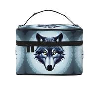 Fierce Wolf Head Borsa cosmetica impermeabile portatile di grande capacità, 23 x 17 x 16 cm, per viaggi, sport all'aria aperta, regalo di nozze, Nero , Taglia unica