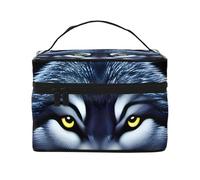 Fierce Wolf Head Travel Cosmetic Bag Travel Toiletry Bag per uomini e donne, adatto per cosmetici da toeletta, Nero , Taglia unica