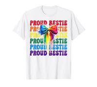 Fiero Bestie Gay Pride Bandiera Arcobaleno LGBTQ Coquette Bow Girl Maglietta