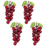 Fierudeng 4 pezzi di uva in plastica, uva realistica, uva bianca, uva riutilizzabile, mazzi di simulazione in diversi colori, per stanze, matrimoni, giardini