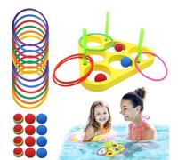 Fierudeng Gioco di lancio ad anelli, galleggiante in schiuma per piscina, giocattolo da nuoto con palline, attività di nuoto per la famiglia, il giardino ed l'estate