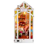 Fierudeng Kit Casa Miniatura | Mini Serra In Legno Kit Casa Dei Libri,Puzzle Decorativo per Cassetti Stabili Mensola | Scuola Biblioteca Aula Sala Living Natale Halloween