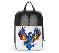 Fiery Blue Flame Phoenix Borsa per scarpe in vetro colorato per uso quotidiano da viaggio anti-polvere Portascarpe da golf