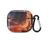 Fiery Canyon - Custodia per cuffie Bluetooth, antiurto, in policarbonato, copertura completa, compatibile con ricarica wireless e AirPods (terza generazione) con fibbia di sicurezza