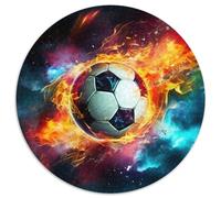 Fiery Football 1000 Piece Circular Puzzle for Adults And Kids Sports Jigsaw Fun Gear Reliever Difficult Challenge 1000pcs (67.5x67.5cm)