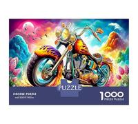 Fiery Motorcycle in Cosmic Garden Puzzle Da 1000 Pezzi - Cartone Di Alta Qualità & Difficile Fantasy Vehicle - A Partire Da 14 Anni 70x50cm/1000pcs Attività Di Svago