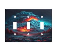 Fiery Mountain - Placche di copertura per interruttore/uscite, colore: rosso acceso per decorazioni domestiche, piastre da parete in materiale termoplastico, dimensioni standard, stile drammatico
