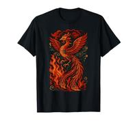 Fiery Phoenix Rising from Flames Mitico Design Uccello Maglietta