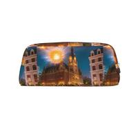 Fiery Red Street, custodia in pelle leggera e portatile, con cerniera, 20,5 x 5,5 x 8 cm, per ufficio, viaggi, trucchi, Argento, Taglia unica, Portamonete
