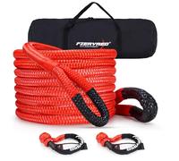 FieryRed Kinetic - Kit di corda di recupero da 2,2 cm e 9,2 m, con gancio morbido, corda Power Stretch Snatch, rossa, compatibile con ATV, UTV, motoslitta, SUV