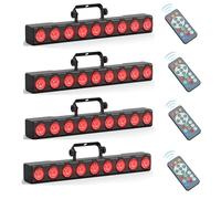 Fieryzeal Wallwasher Barra Luminosa LED 9 x 6W RGBW Luce da Palcoscenico Luci Discoteca a Ritmo di Musica Centralina dmx Strobo Faretto LED con Remoto Controllo per DJ Feste Esterno, 4 pezzo