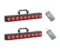 Fieryzeal Wallwasher Barra Luminosa LED 9 x 6W RGBW Luce da Palcoscenico Luci Discoteca a Ritmo di Musica Centralina dmx Strobo Faretto LED con Remoto Controllo per DJ Feste Esterno, 2 pezzo