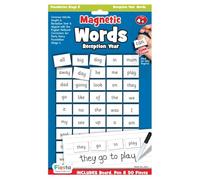 Fiesta Crafts Magnetic Words Reception Year - Learn to Read & Write Magnets for Kids with 50 Word Pieces, Magnetic Board & Dry Wipe Pen - Early Development & Activity Toys for 4+ Year Olds