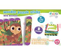 Fiesta Crafts- Wooden Sticks-Wild Animals Bastoncini Puzzle in Legno, Animali Selvatici, Multicolore, T-2931