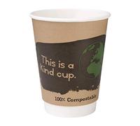 Fiesta Green - Bicchieri da caffè compostabili a doppia parete, 355 ml, confezione da 500