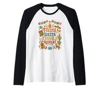 Fiesta Siesta Tequila Ripeti Festa Messicana Maglia con Maniche Raglan