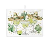 Fiesta Tappetino scolapiatti per bancone della cucina, cactus e margarita, tappetino assorbente per scolapiatti estivo, in microfibra, per cucina, decorazione per feste, 45 x 61 cm