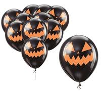 FIESTAS GUIRCA | 10 Palloncini con Faccia di Zucca (30 cm) - Decorazione di Halloween e Feste in Maschera - Ideale per Celebrazioni di Fantasmi e Eventi a Tema - Tutti gli Utenti - Nero