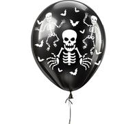 FIESTAS GUIRCA | 10 Palloncini Scheletro (30 cm) - Decorazione per Halloween e Feste in Maschera - Ideale per Celebrazioni di Fantasmi e Eventi a Tema - Nero