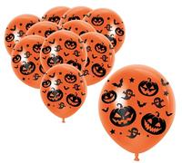 FIESTAS GUIRCA | 10 Palloncini Zucca (30 cm) - Decorazione di Halloween e Feste in Maschera - Ideali per Celebrazioni di Fantasmi, Pipistrelli ed Eventi a Tema - Arancione