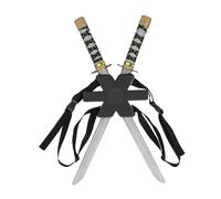 FIESTAS GUIRCA | 2 Spade Samurai Giocattolo - Accessorio per Costume da Ninja - Ideale per Feste, Halloween e Carnevale - Armi Finte da Portare sulla Schiena - Grigio e Rosso