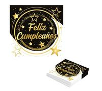 FIESTAS GUIRCA | 20 Tovaglioli di Compleanno Usa e Getta (16x16 cm) - Decorazione per Tavola per Feste e Celebrazioni Eleganti - Ideale per Eventi di Compleanno e Feste - Nero, Oro, Bianco