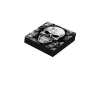 FIESTAS GUIRCA | 20 Tovaglioli di Teschio Usa e Getta (16x16 cm) - Decorazione per Tavola per Feste di Halloween Terrificanti - Ideali per Eventi da Brivido - Grigio