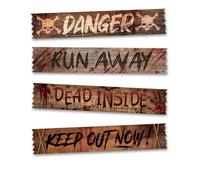 FIESTAS GUIRCA | 4 Poster Coprifinestra (70x13 cm) - Decorazione per Pareti, Porte e Finestre per Halloween e Feste Horror - Ideale per Celebrazioni e Eventi Spaventosi - Multicolore