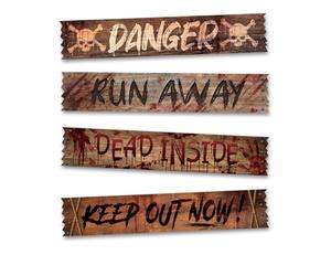 FIESTAS GUIRCA | 4 Poster Coprifinestra (70x13 cm) - Decorazione per Pareti, Porte e Finestre per Halloween e Feste Horror - Ideale per Celebrazioni e Eventi Spaventosi - Multicolore