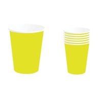 FIESTAS GUIRCA | 6 Bicchieri Usa e Getta (240 ml) (9 cm) - Decorazione per Tavola per Feste e Lauree - Ideali per Celebrazioni Estive ed Eventi Tropicali - Giallo