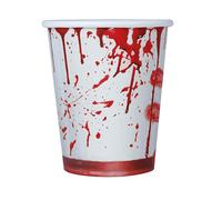 FIESTAS GUIRCA | 6 Bicchieri Usa e Getta di Sangue (240 ml) (9 cm) - Decorazione per Tavola per Feste di Halloween Terrificanti - Ideali per Celebrazioni Spaventose - Bianco, Rosso