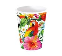 FIESTAS GUIRCA | 6 Bicchieri Usa e Getta Hawaii (240 ml) (9 cm) - Decorazione per Tavola per Feste Hawaiane e Lauree - Ideale per Celebrazioni Estive e Eventi Tropicali - Multicolore