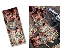FIESTAS GUIRCA | 75 Banconote Insanguinate (6x15 cm) - Accessori Spaventosi per Decorazioni di Halloween e Feste a Tema Ladri - Ideali per Scenari Terrorifici e Celebrazioni - Multicolore