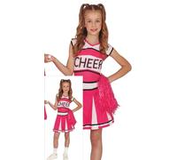 FIESTAS GUIRCA Affascinante costume da cheerleader rosa per ragazze - Uniforme da cheerleader rosa - Costumi per bambine e ragazze - Età 7-9 anni