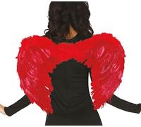 FIESTAS GUIRCA | Ali di Piume - Accessorio per Costume da Adulto - Ideale per Halloween, Feste a Tema e Celebrazioni - Perfetto per Demoni e Angeli Rosso