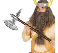 FIESTAS GUIRCA | Ascia da Barbaro per Costume (83 cm) - Accessorio Medievale Vichingo per Carnevale Halloween Feste a Tema - Adulto Bambino - Argento Marrone