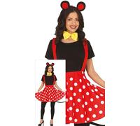 FIESTAS GUIRCA Simpatico Costume da Donna da Topolino - Cerchietto con Orecchie da Topolino e Vestito a Pois Rossi - Costume da Topolino da Donna Taglia S