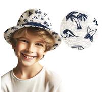 FIESTAS GUIRCA | Berretto Estivo Surf (Taglia Bambino) - Accessorio per Feste per Celebrazioni Estive e Lauree - Ideale per Tematiche Hawaiane e Tropicali - Naturale e Nero