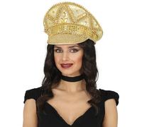 FIESTAS GUIRCA | Berretto Polizia con Strass Oro (Taglia Unica) - Accessorio per Costume per Addio al Celibato e Feste in Maschera - Ideale per Adulto Unisex - Oro