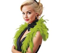 FIESTAS GUIRCA Boa Verde per Donna, Boa Piume 40g, Boa di Piume 180cm
