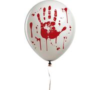 FIESTAS GUIRCA | Borsa 10 Palloncini Mano Sangue (30 cm) - Decorazione di Halloween e feste in costume - Ideale per celebrazioni di fantasmi ed eventi a tema - Bianco